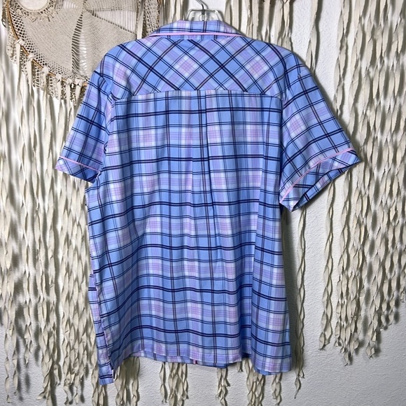 Peter Alexander Women's Pink and Blue Plaid Top and Shorts PJ Set NWT XL - Picture 5 of 14